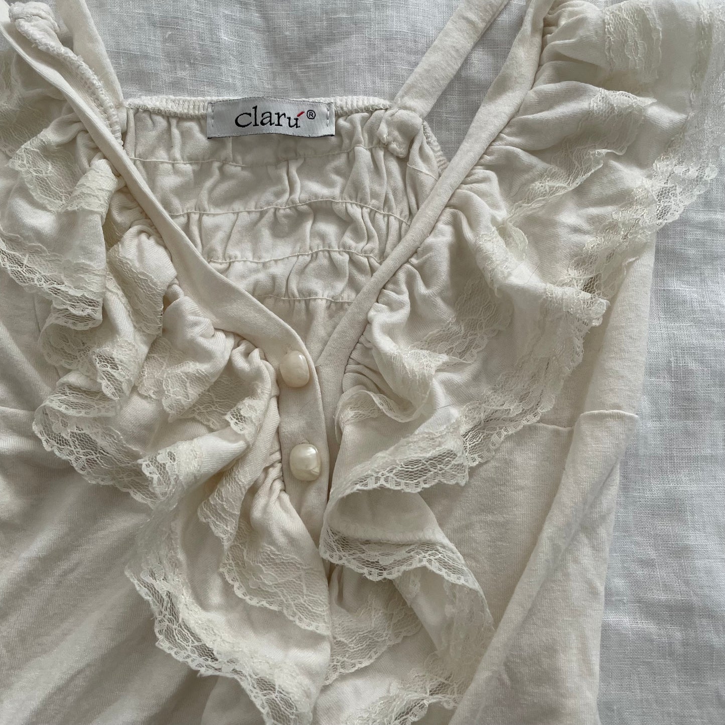 dreamy claru ivory cream ruffle lacey camisole
