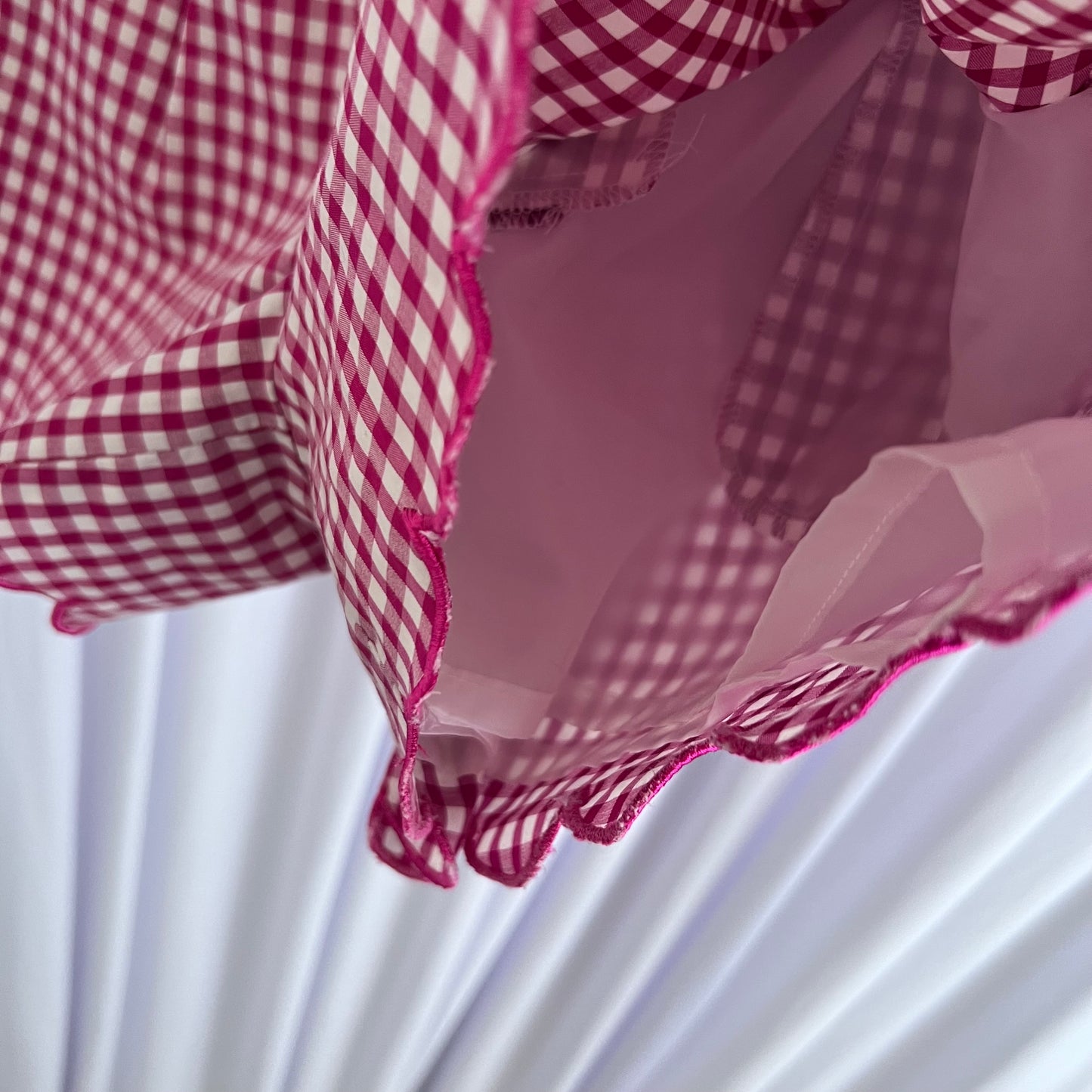 RF Coquette Cottage Fuschia Pink White Bow Gingham Scallop Lace High Waisted Shorts