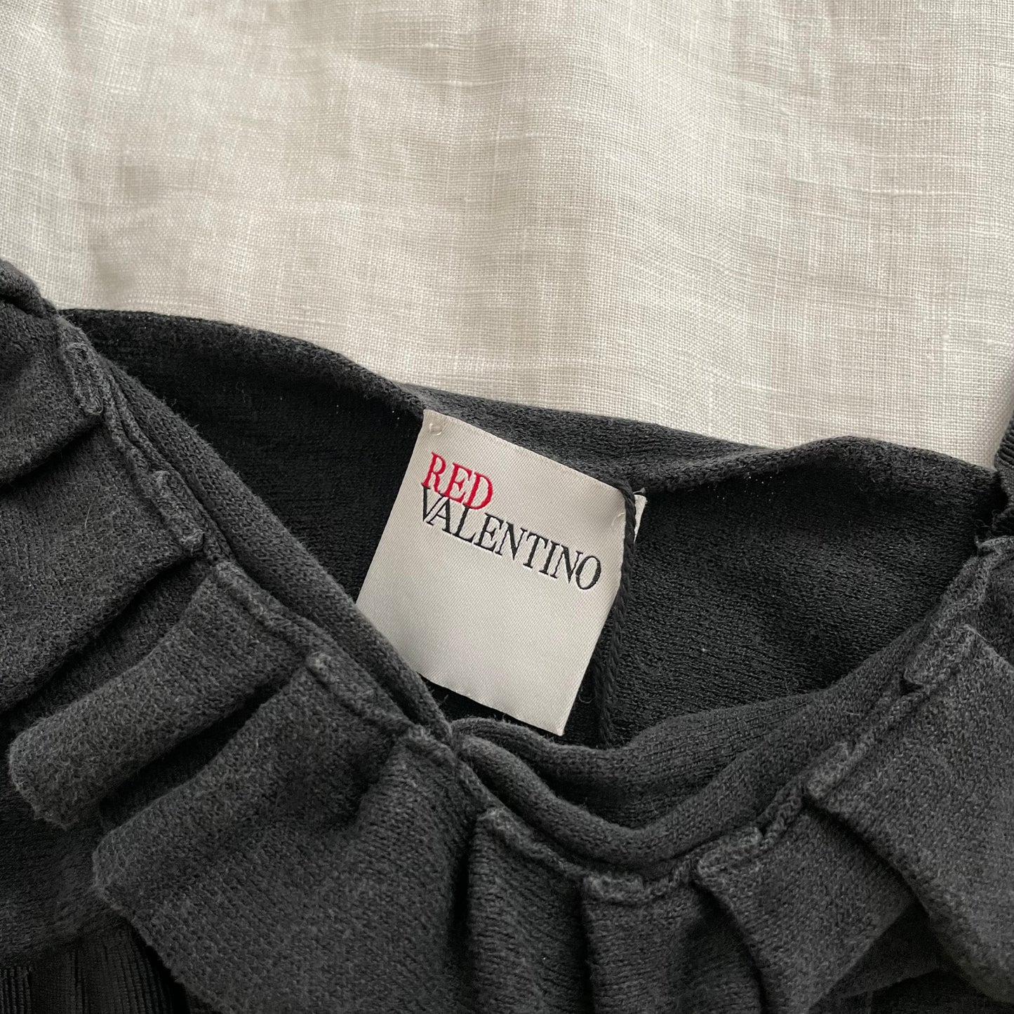 romantic balletcore red valentino knit ruffle hem ribbon knit camisole