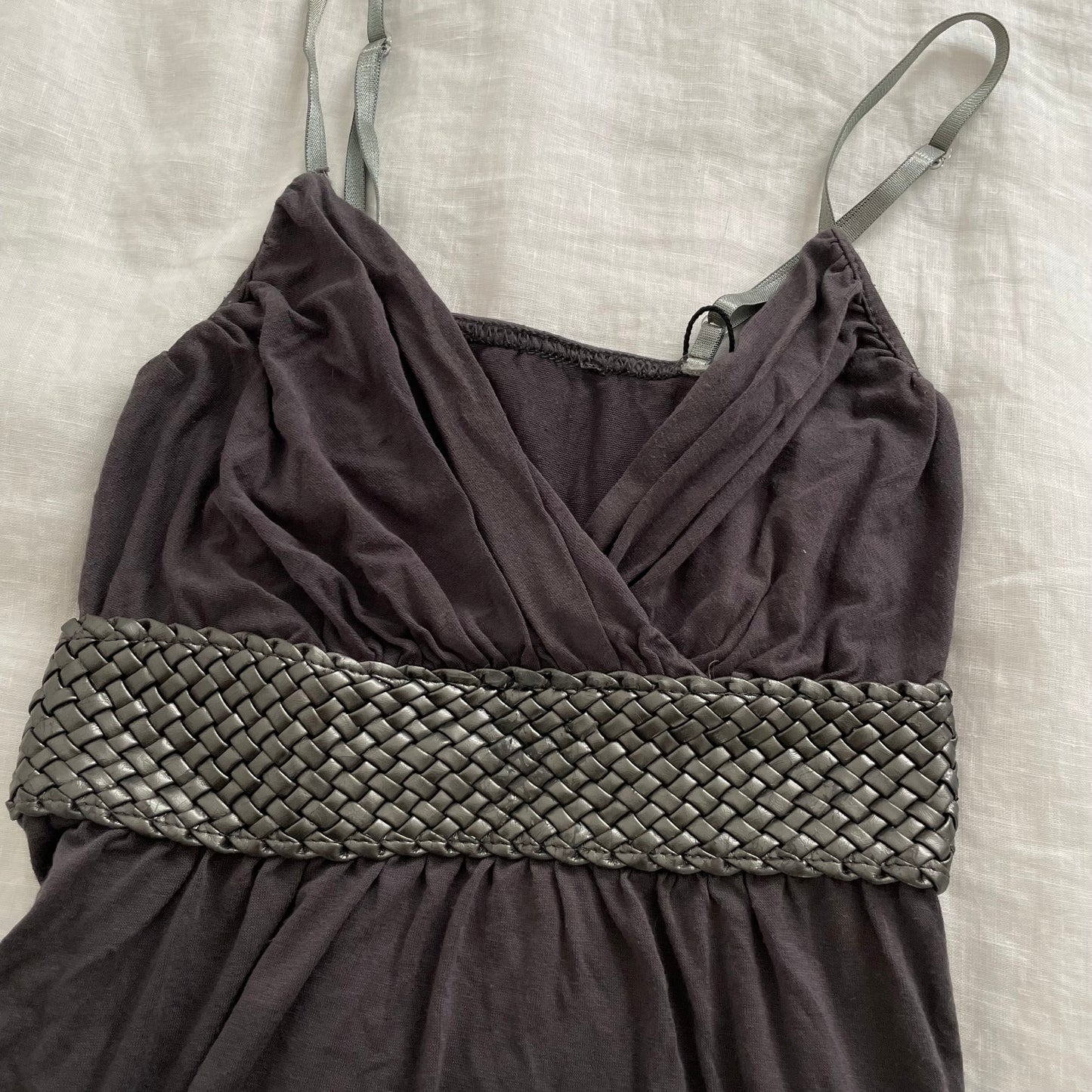 taupe purple boho eurosummer metallic braided waist belt camisole