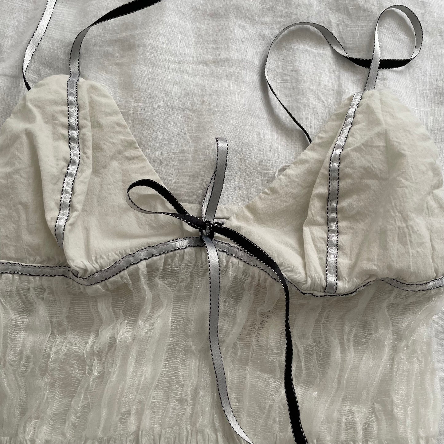 miss sixty eurosummer balletcore white ruched babydoll camisole
