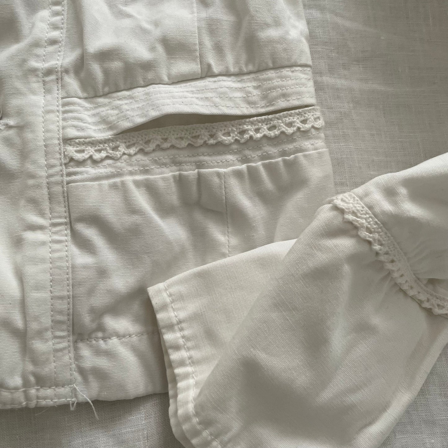 my collection white corpcore military style dual button picot lace jacket