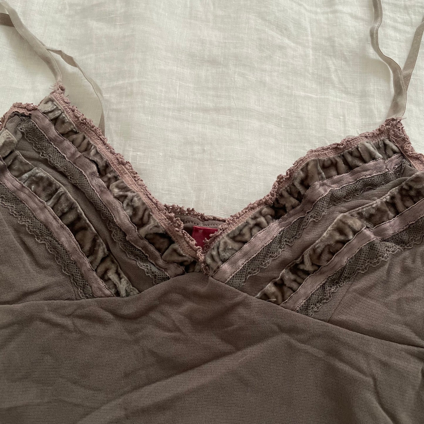 kaos eurosummer romantic dusty purple velvet embroidery lace trim camisole