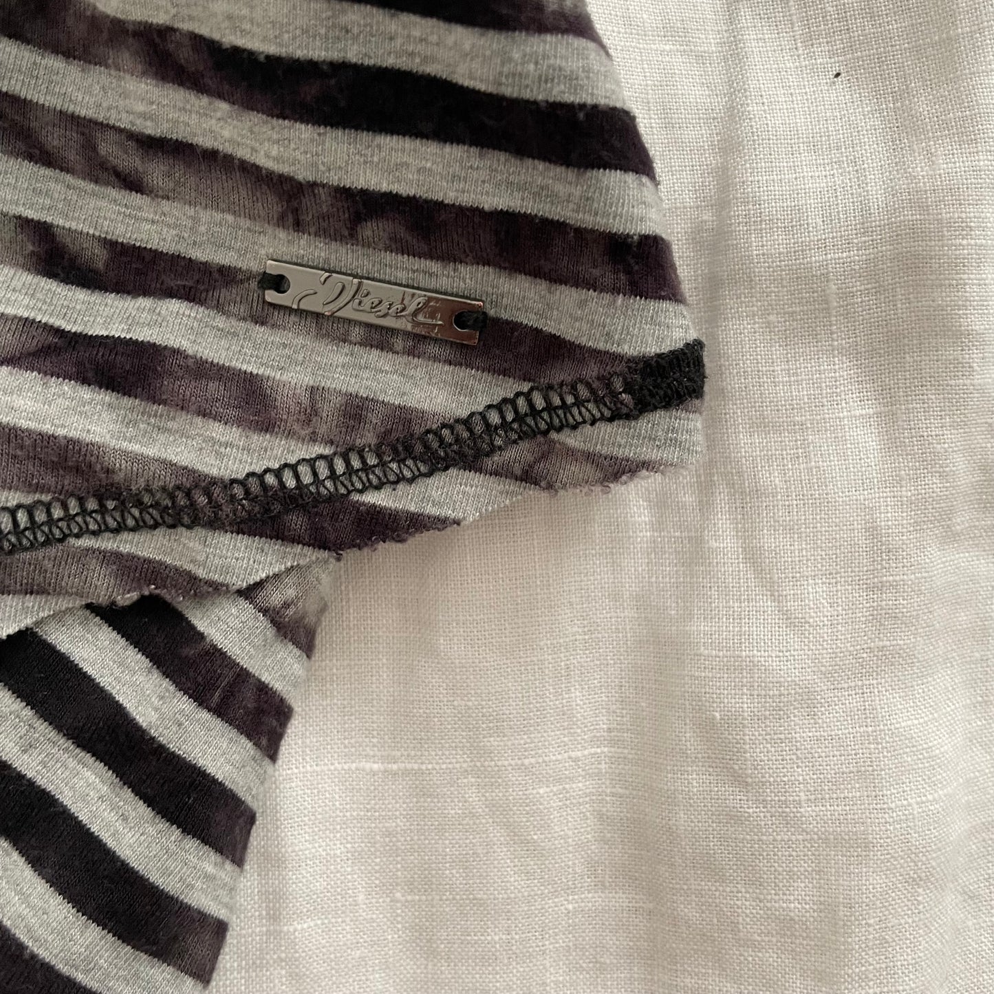 diesel black grey striped faded tank top with waist belt