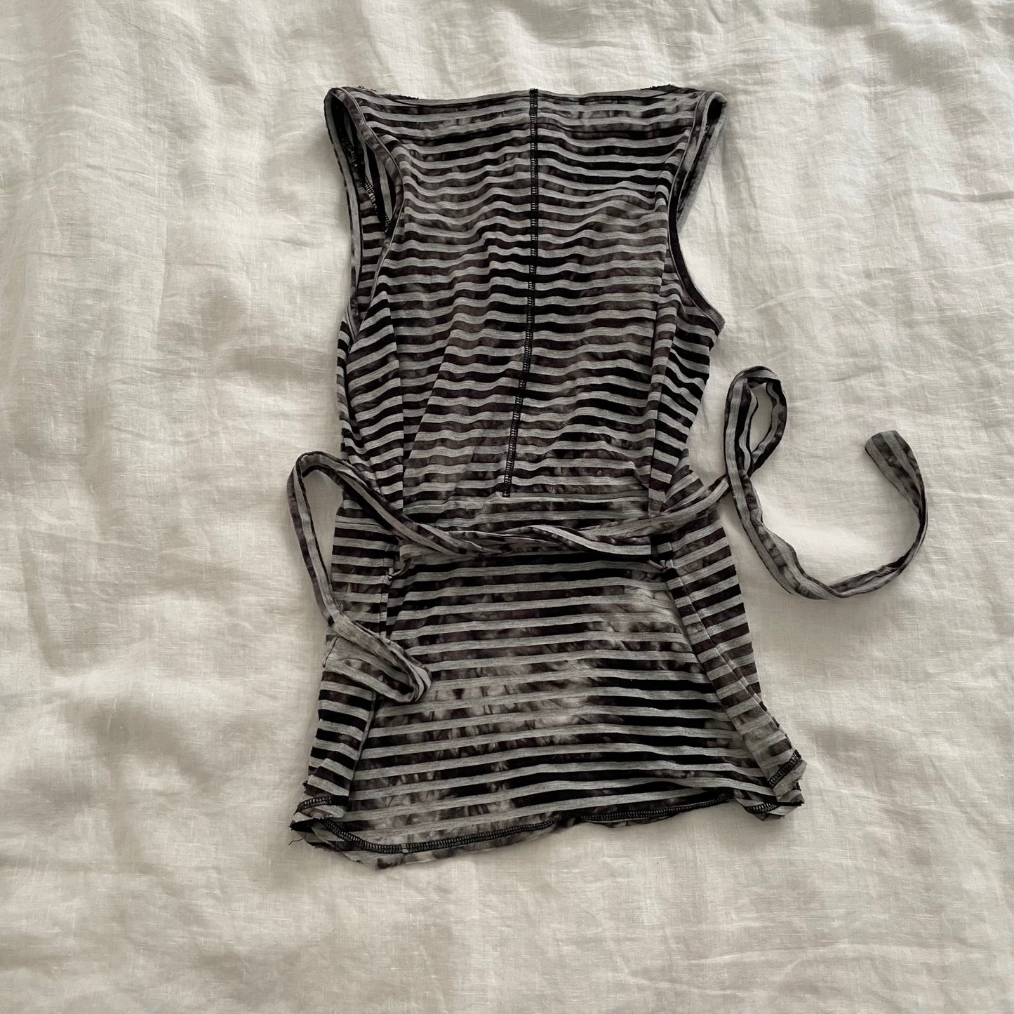 diesel black grey striped faded tank top with waist belt