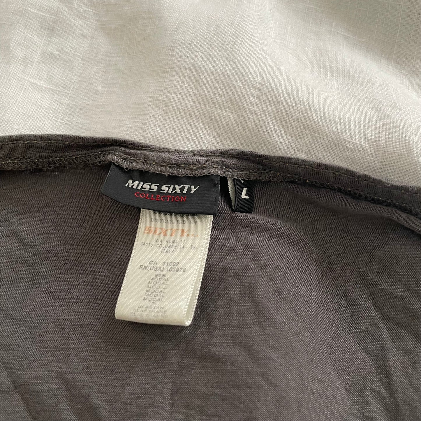 miss sixty grey taupe balletcore ruched puff cap sleeve babydoll milkmaid top