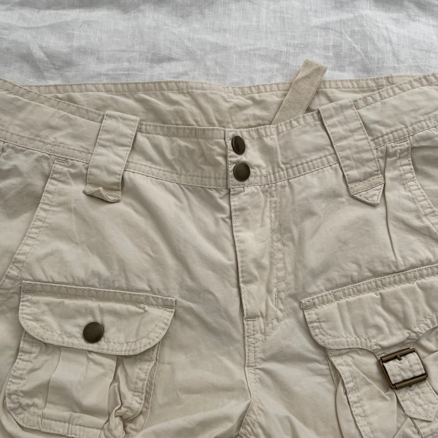 vintage hysterics off white cream straight leg cargo pants