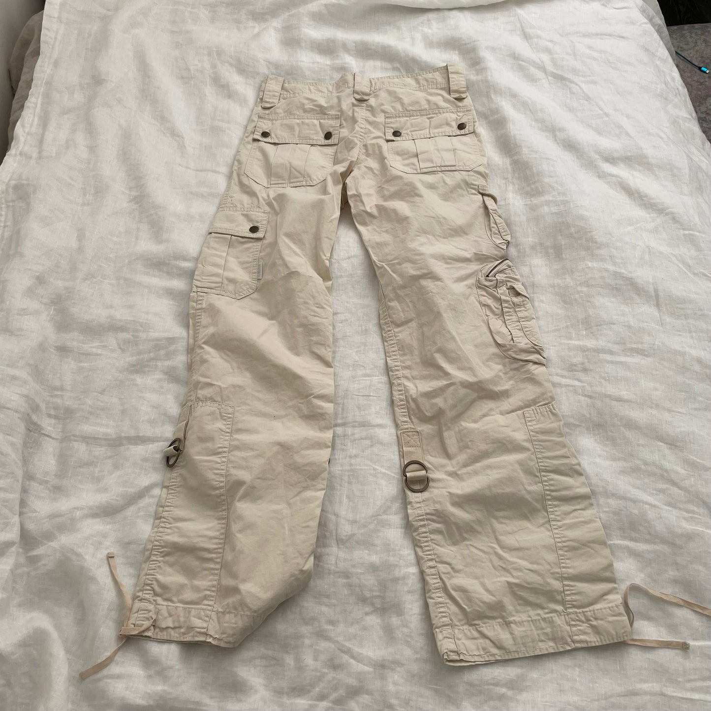 vintage hysterics off white cream straight leg cargo pants