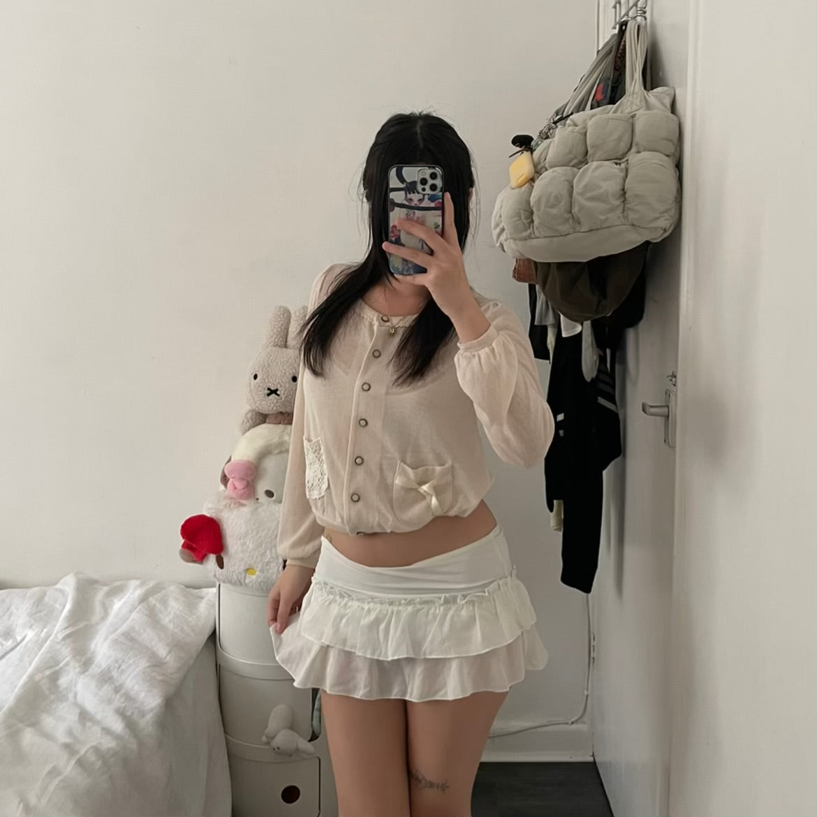 cottage ivory beige long sleeve dainty crochet embroidery lace cardigan