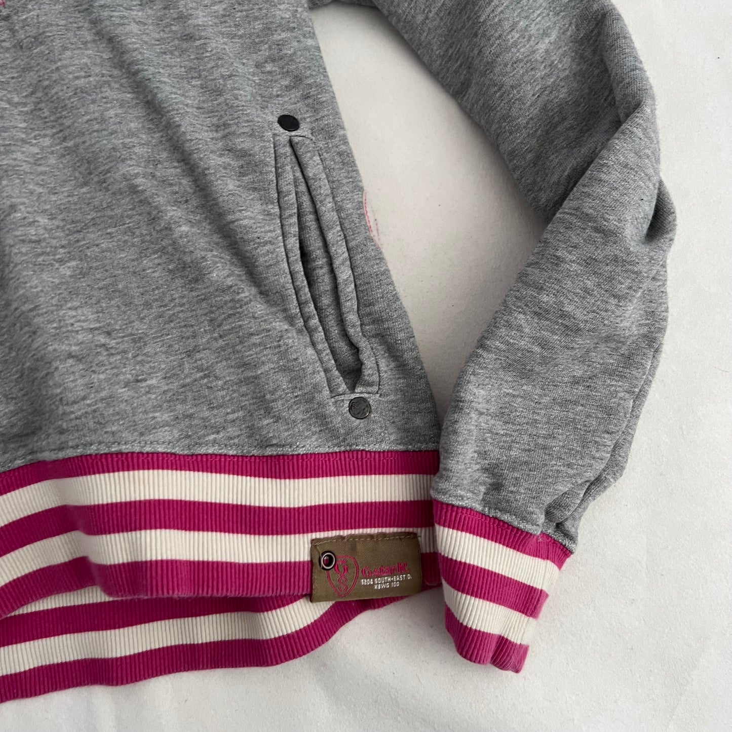 Grey Pink Striped Lace Up G-Star RAW Hoodie