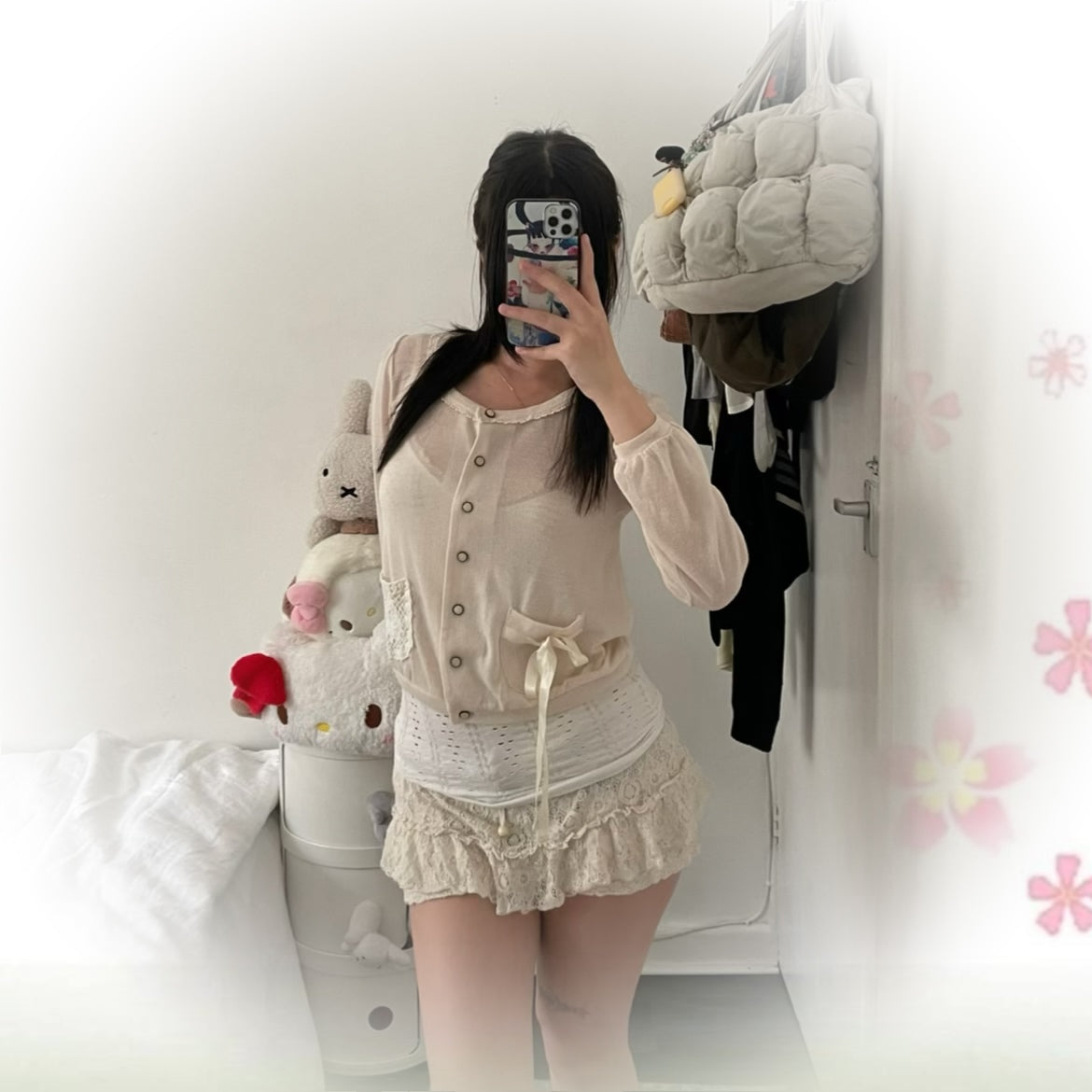 cottage ivory beige long sleeve dainty crochet embroidery lace cardigan