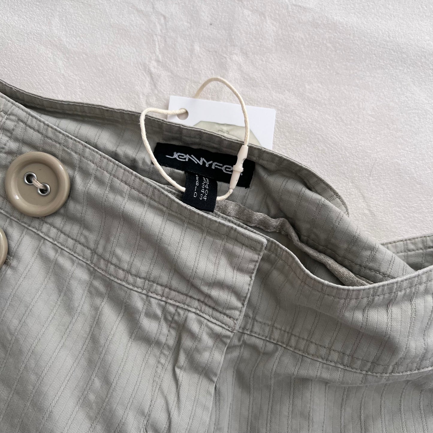 Taupe Beige Sailor Button Jennyfer Low Rise Crop Capri Trousers