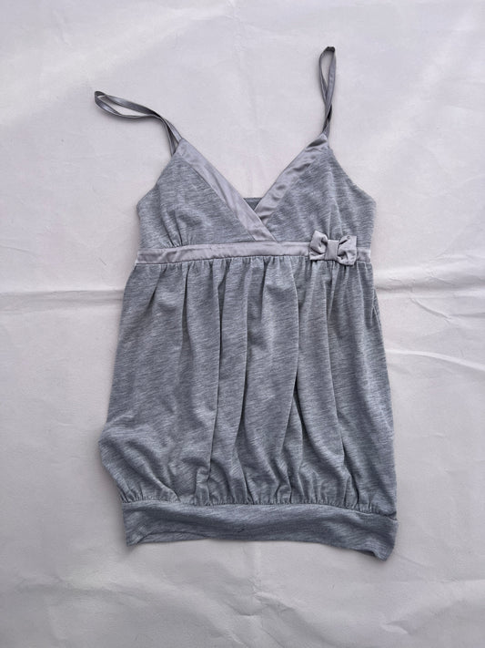 Motivi Grey Puffy Balloon Hem Satin Ribbon Trim Camisole