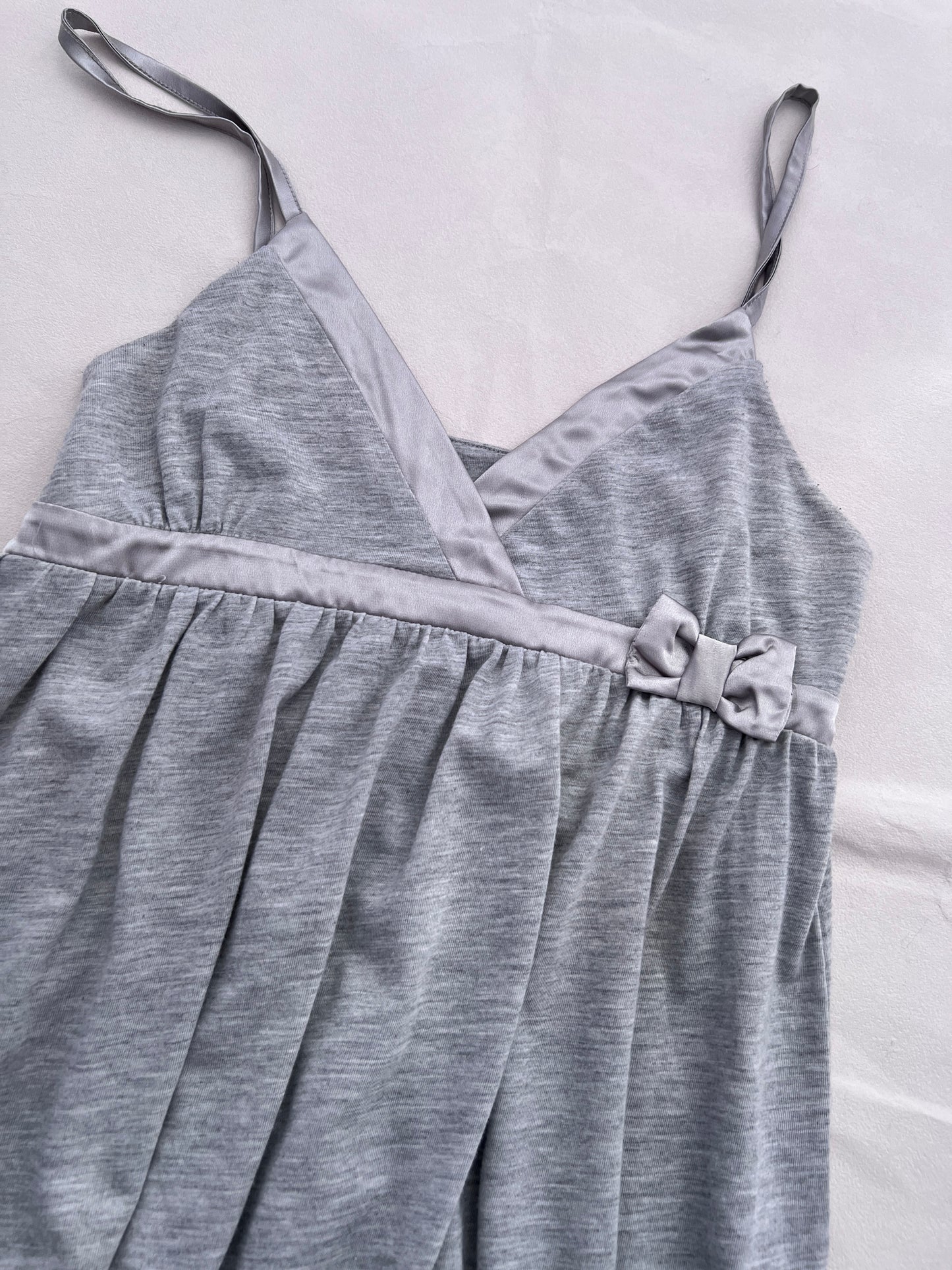 Motivi Grey Puffy Balloon Hem Satin Ribbon Trim Camisole