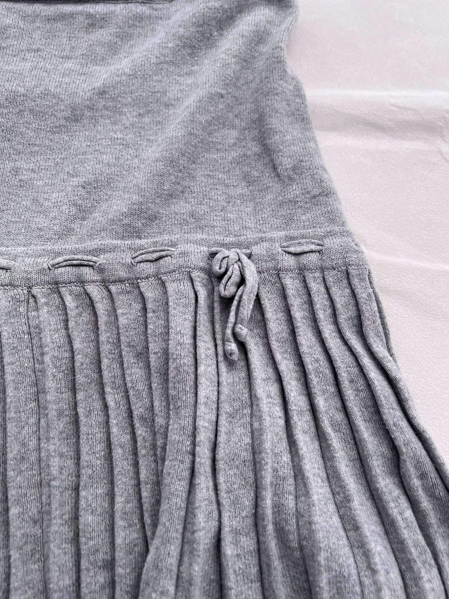 Promod Grey Drop Waist Mini Pleated Ribbon Skirt