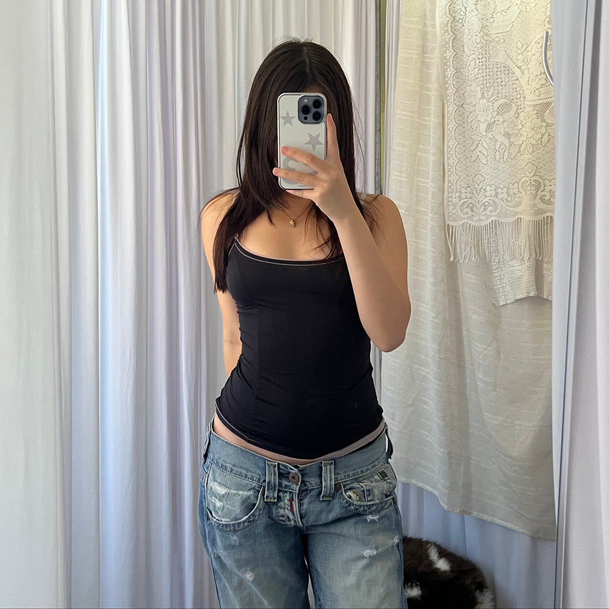 D&G Black Baby Pink Trim Camisole