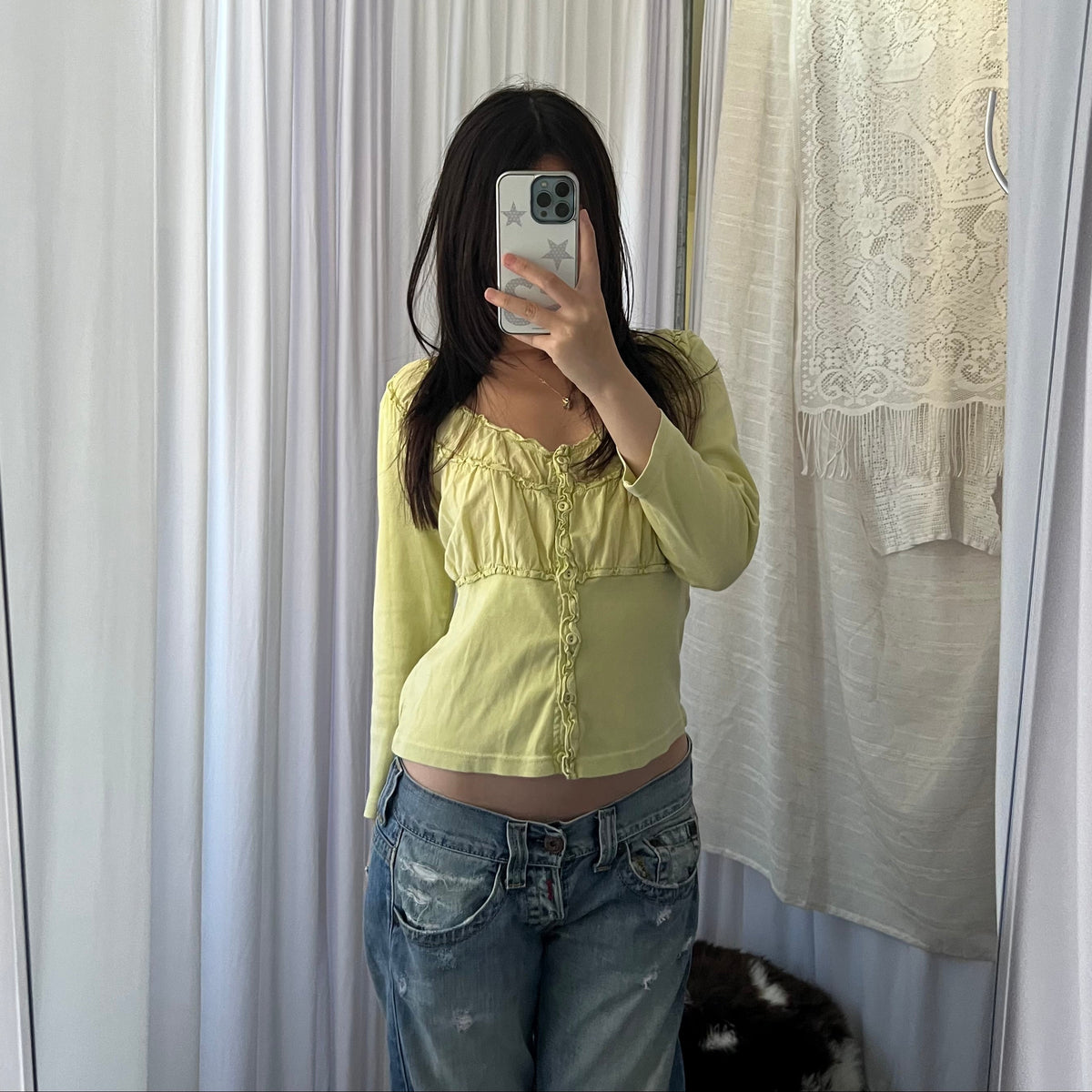 Apple Green Ruched Milkmaid Fitted Half Sleeve Blouse Shirt