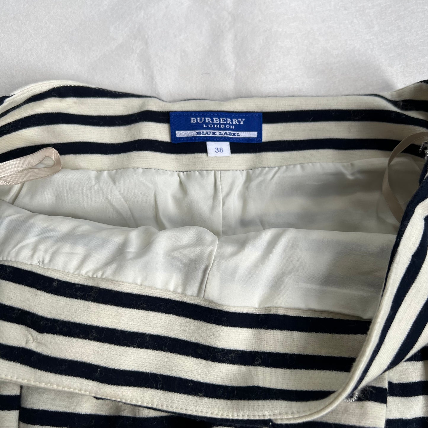 preppy sailor button burberry blue label black cream striped drop waist culotte shorts