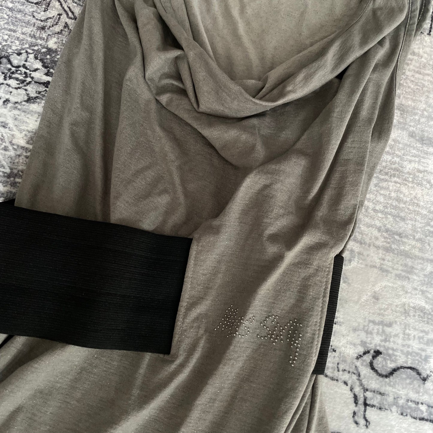 Miss Sixty 银卡其灰垂褶宽松束腰背心,松紧腰长款束腰上衣