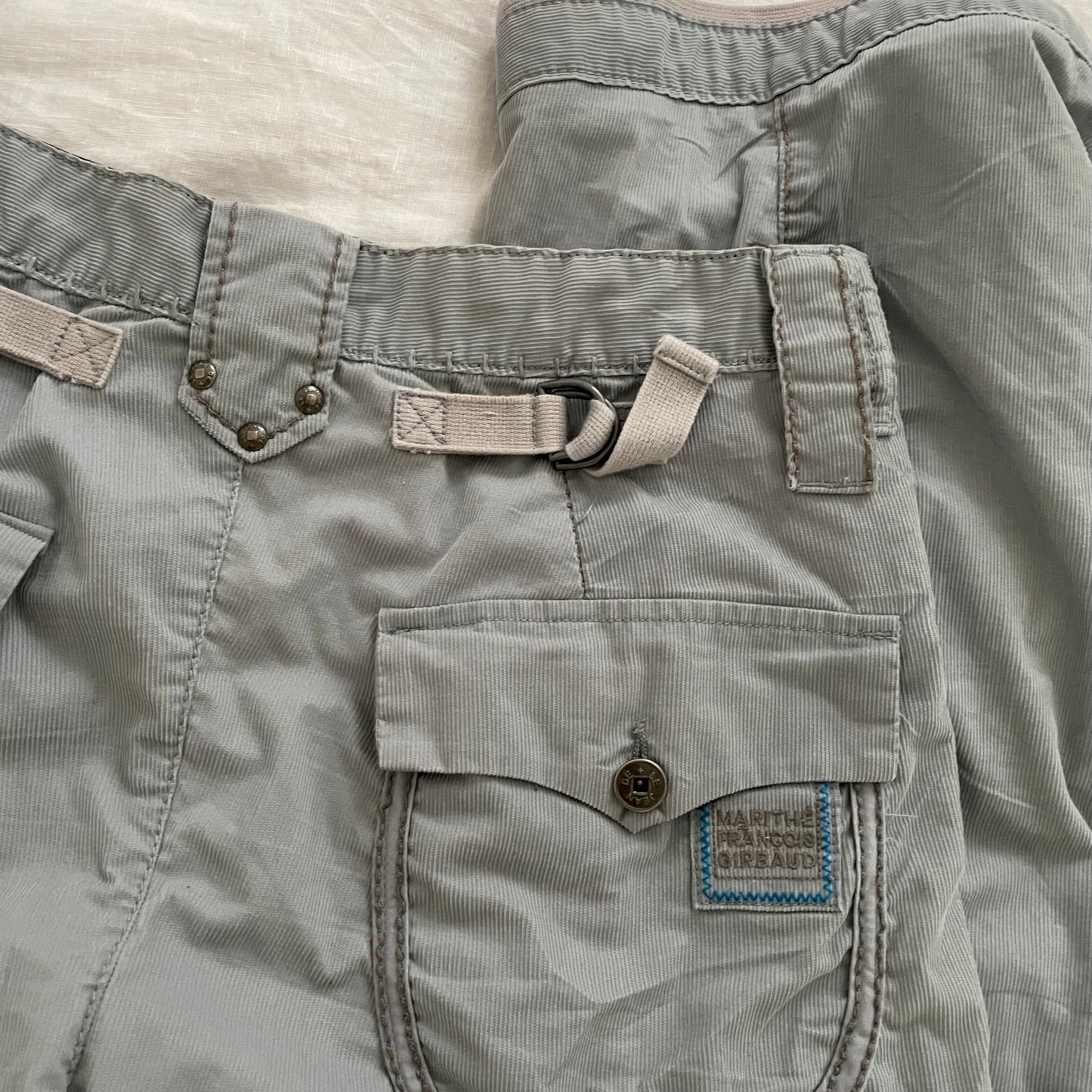 vintage marithe francois girbaud blue grey mid rise wide barrel trousers