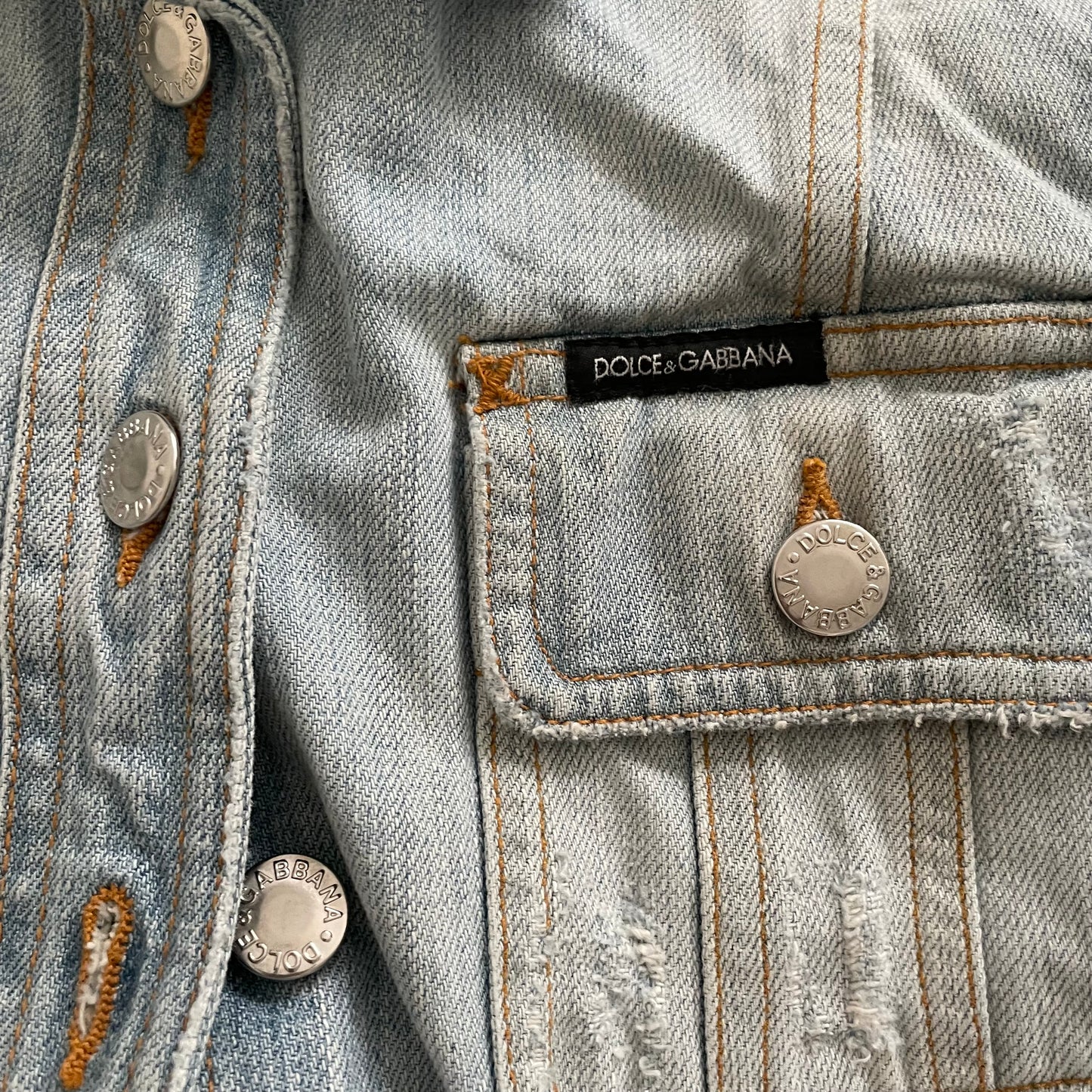 vintage dolce & gabbana light wash fitted denim crop jacket