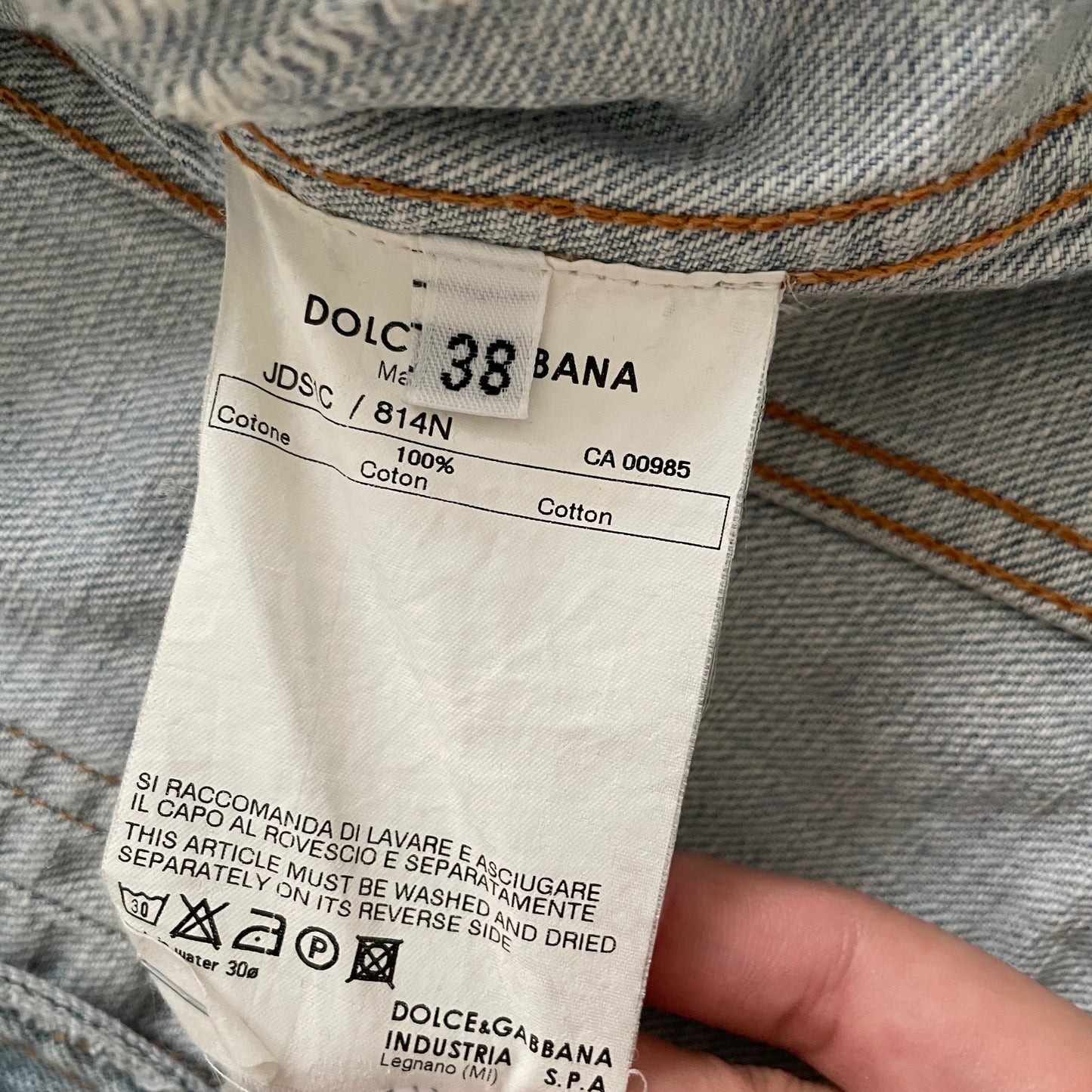 vintage dolce & gabbana light wash fitted denim crop jacket