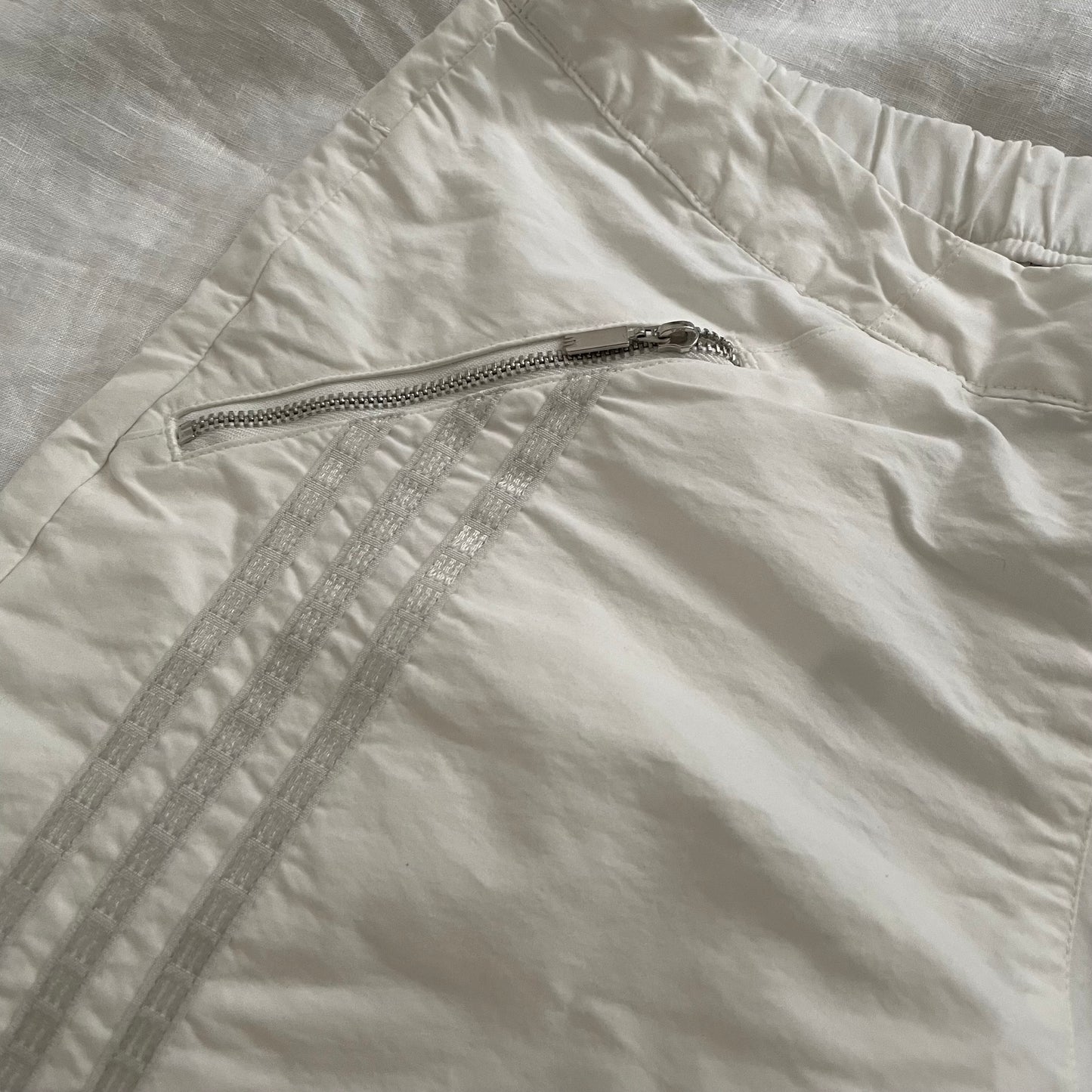 adidas 3/4 crop capri grey silver stripes and utility white trousers