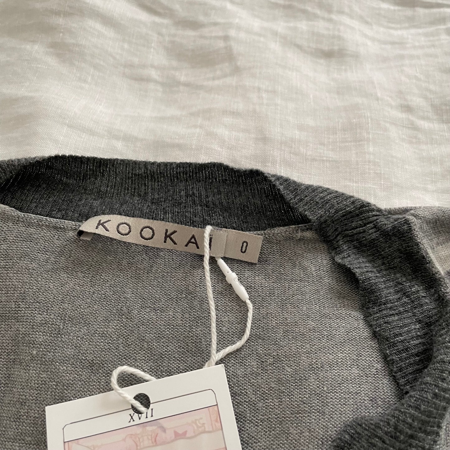preppy balletcore kookai grey tone wool blend short sleeve babydoll top