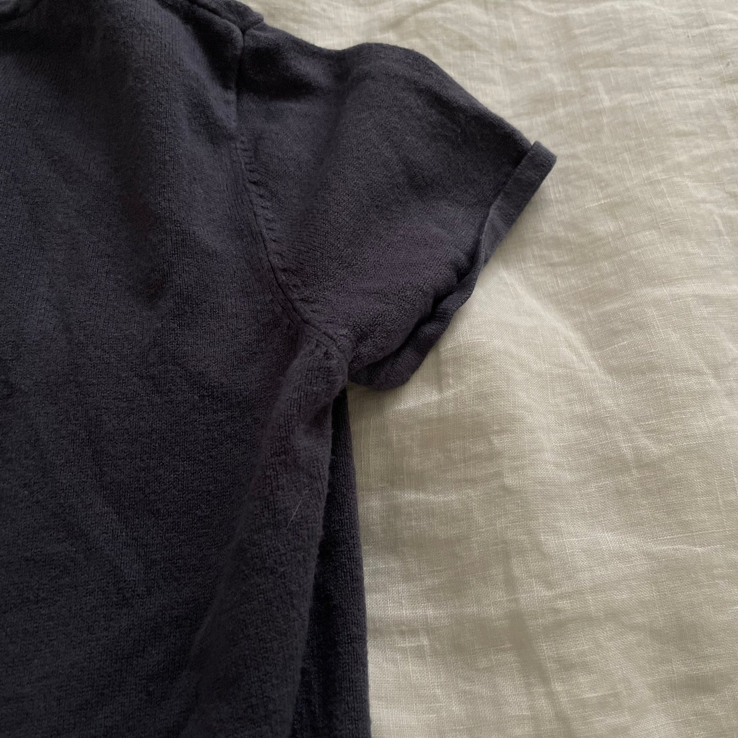 vero moda navy puff sleeve wide collar low cut knit top