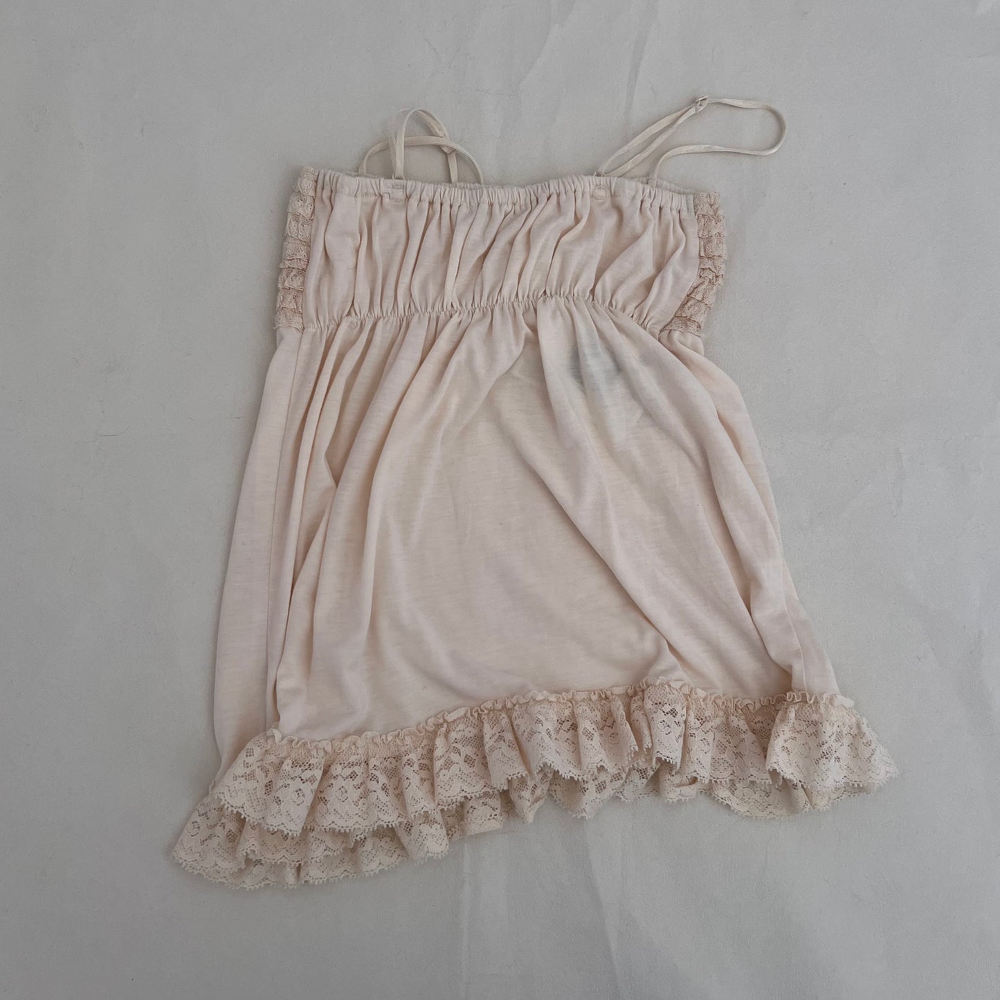 Gelato Pique Peach Ivory Pink Babydoll Ruched Frill Hem Camisole