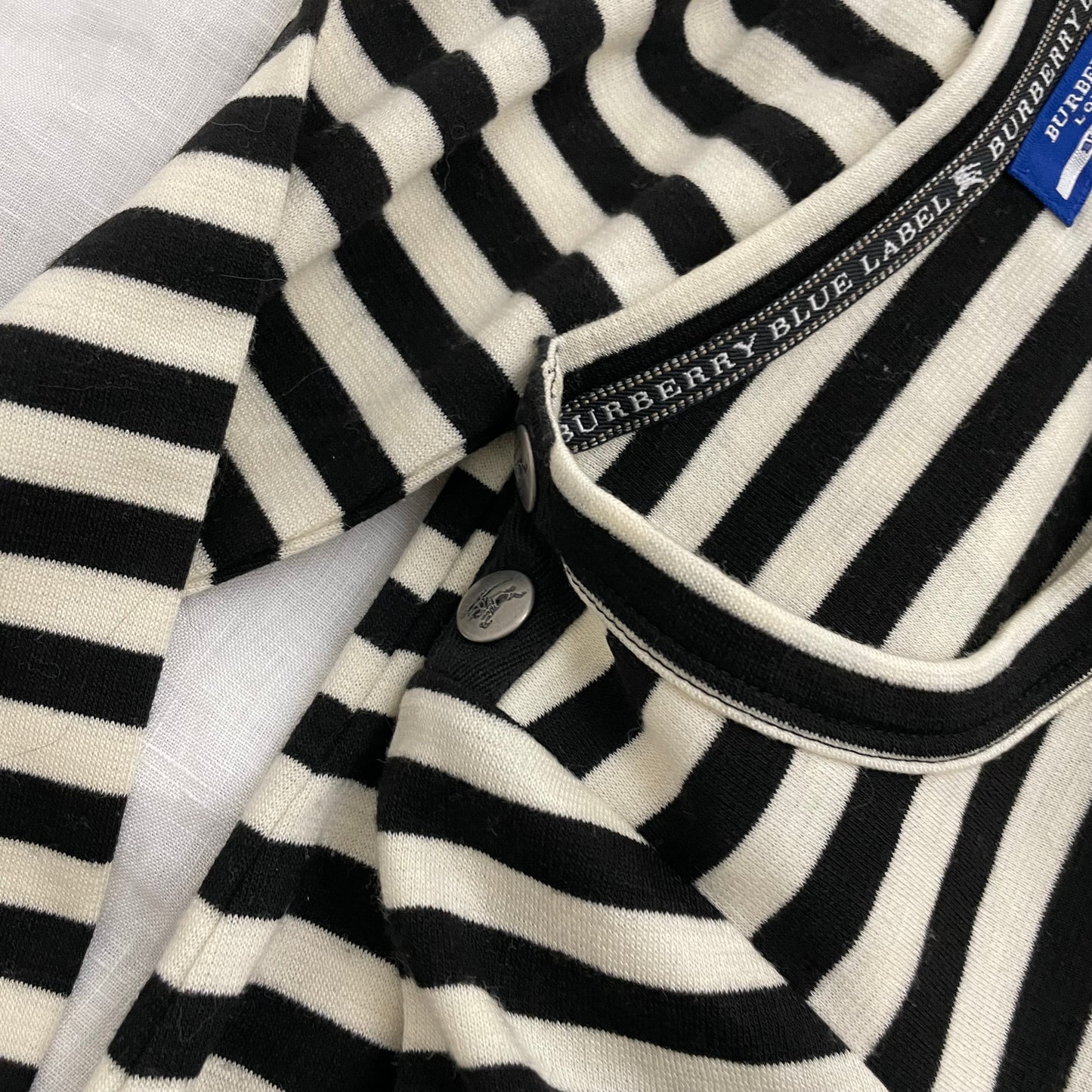 burberry blue label black white striped long sleeve