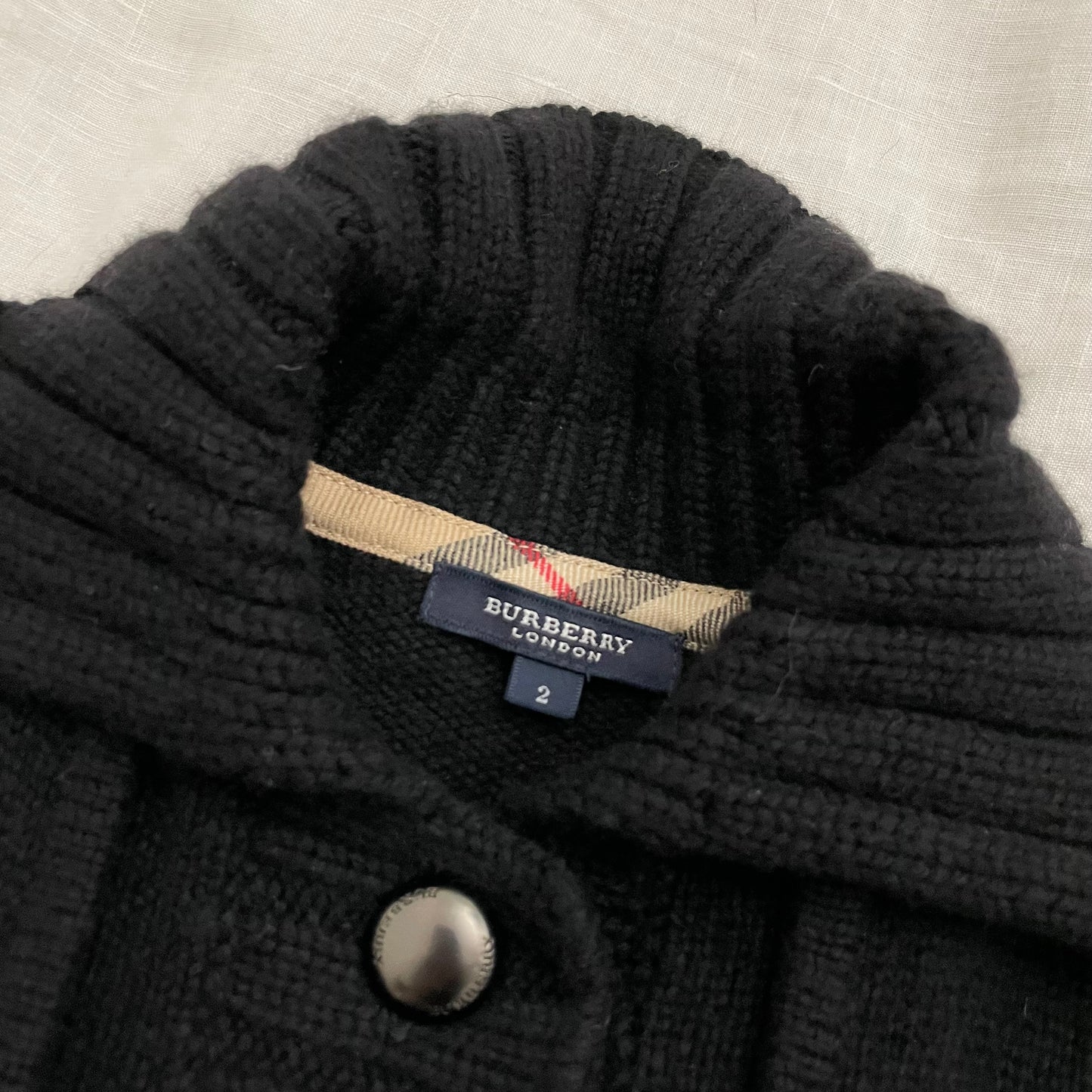 burberry london black utility military style shoulder knit cardigan jacket