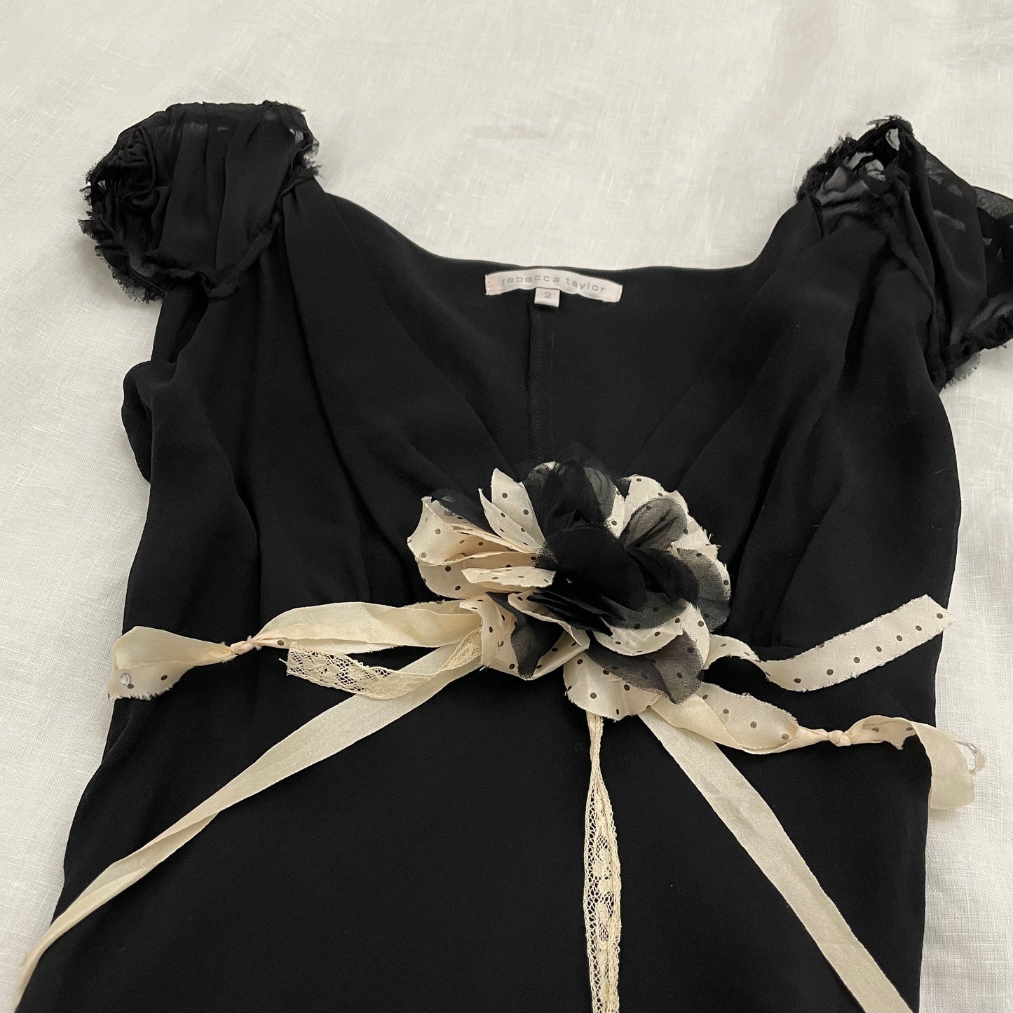 rebecca taylor black silk midi dress