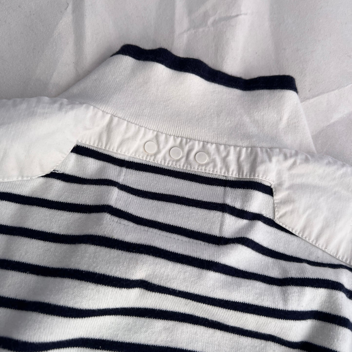 G-star Raw Preppy White Blue Collared Sailor Button Striped Long Sleeve Top