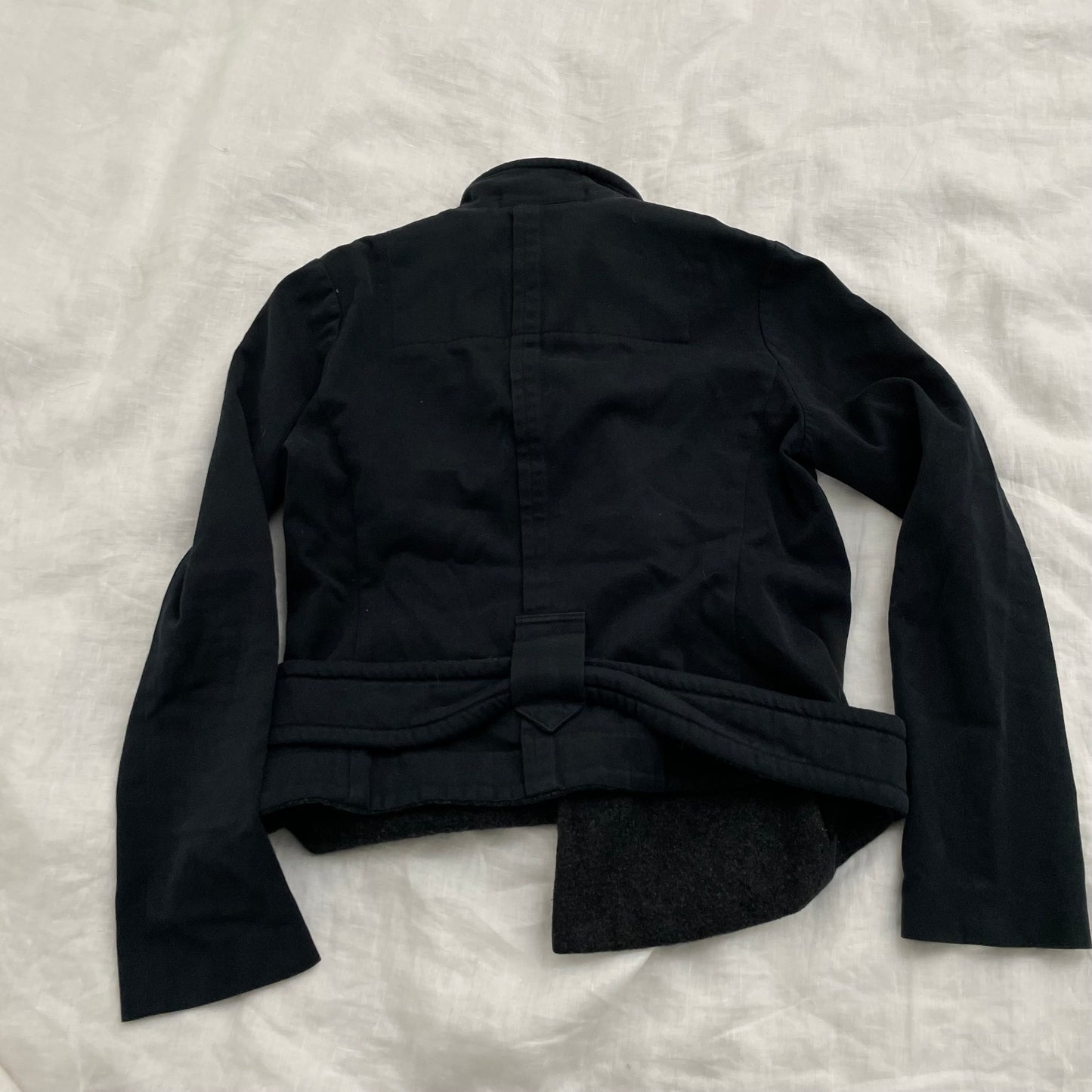 zucca faded black navy asymmetric collared button fitted jacket