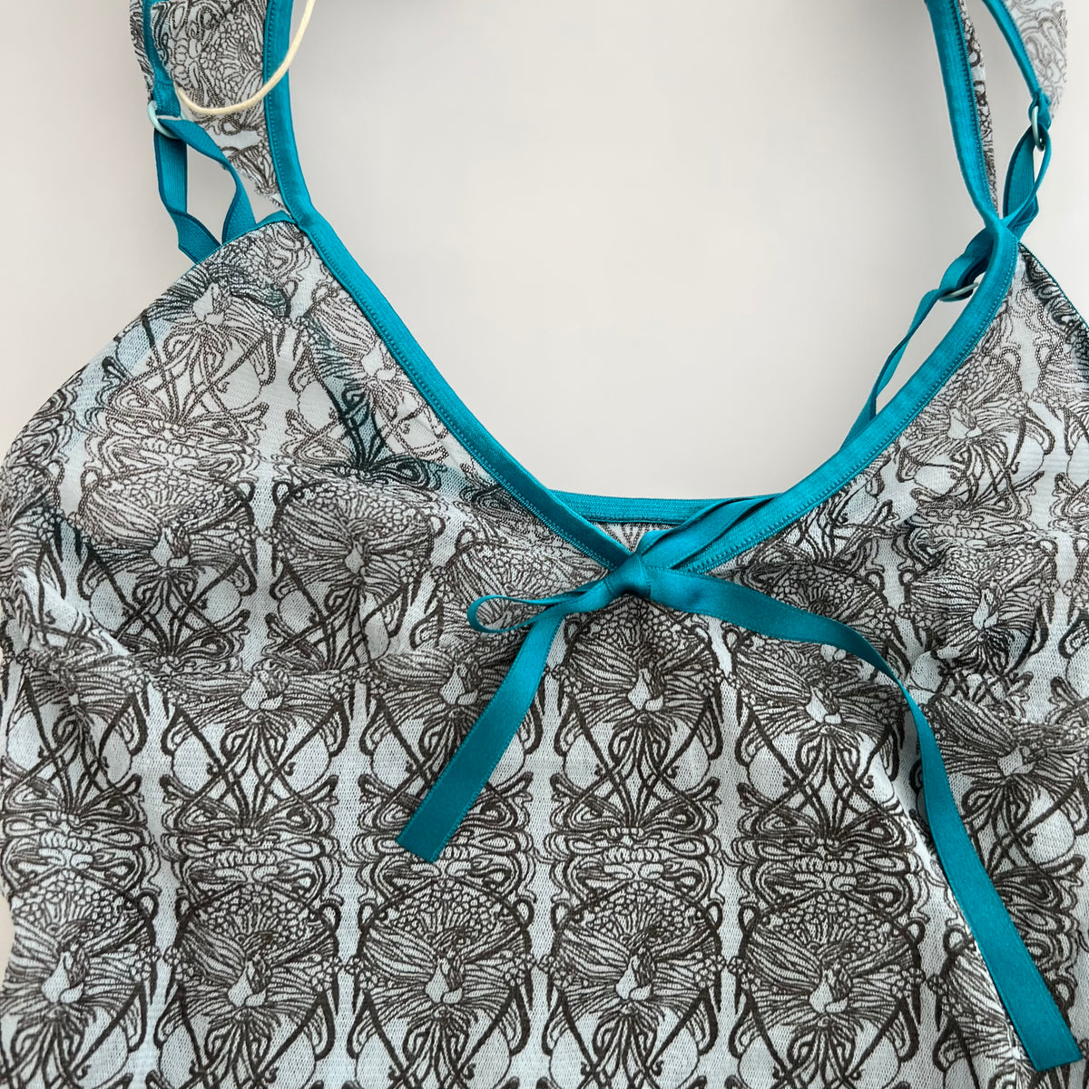 Dim Turqouise Grey Brown Paisley Ornate Camisole Top