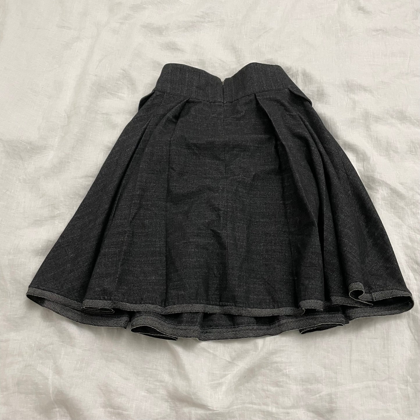 roberto cavalli grey wool ornamental paisley flared midi skirt