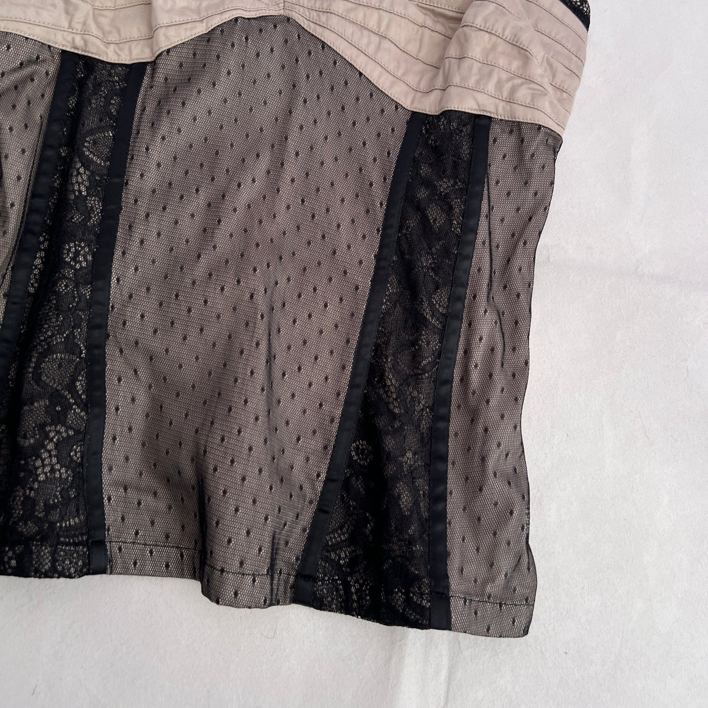 Romantic Promod Beige Black Polka Dot Layered Bustier Camisole