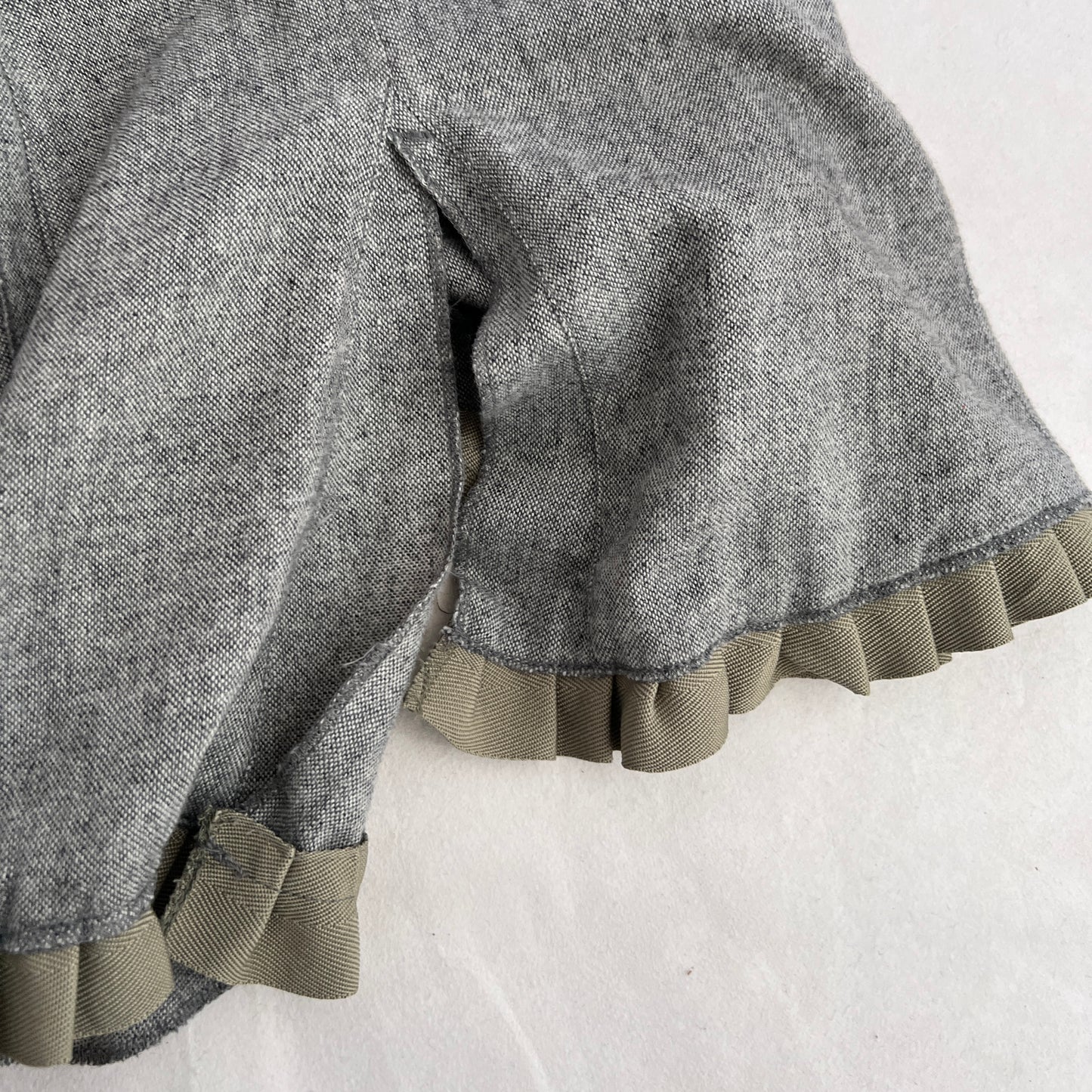 Grey Ddp Vintage Khaki Ruffle Flared Mermaid Hem Midi Skirt