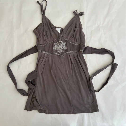 Camieu Boho Brown Floral Embroidery V Neck Camisole