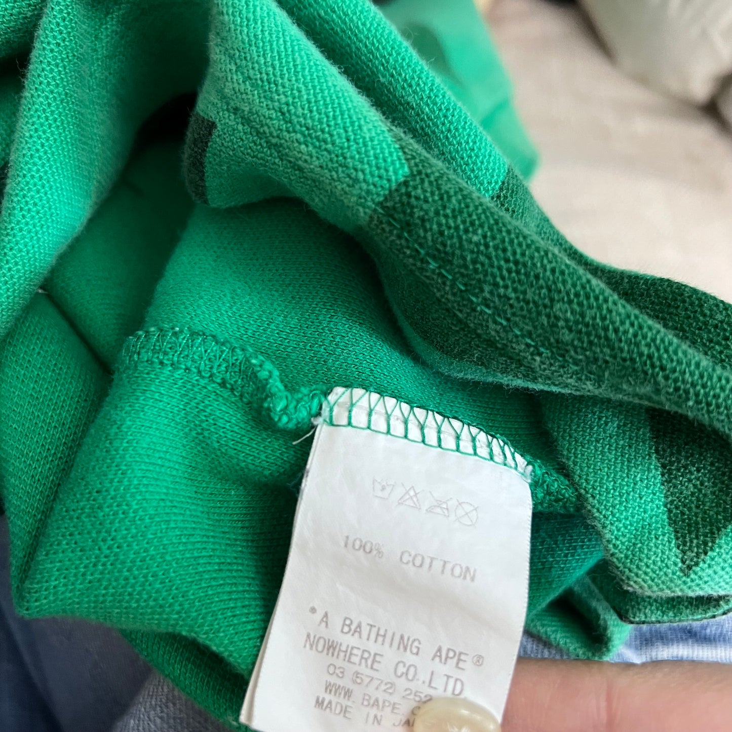 vintage bape a bathing ape green star print collared polo shirt