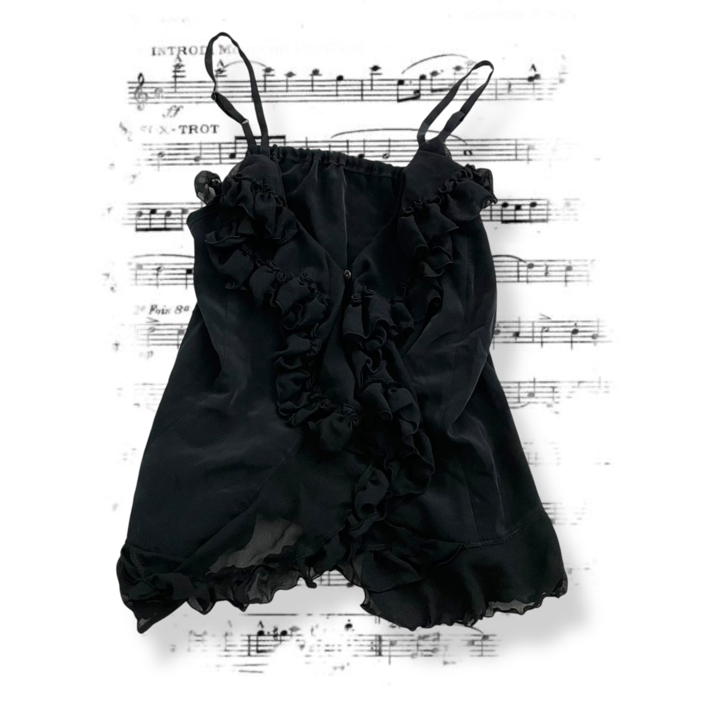 grace continental romantic dainty ruffle zip camisole