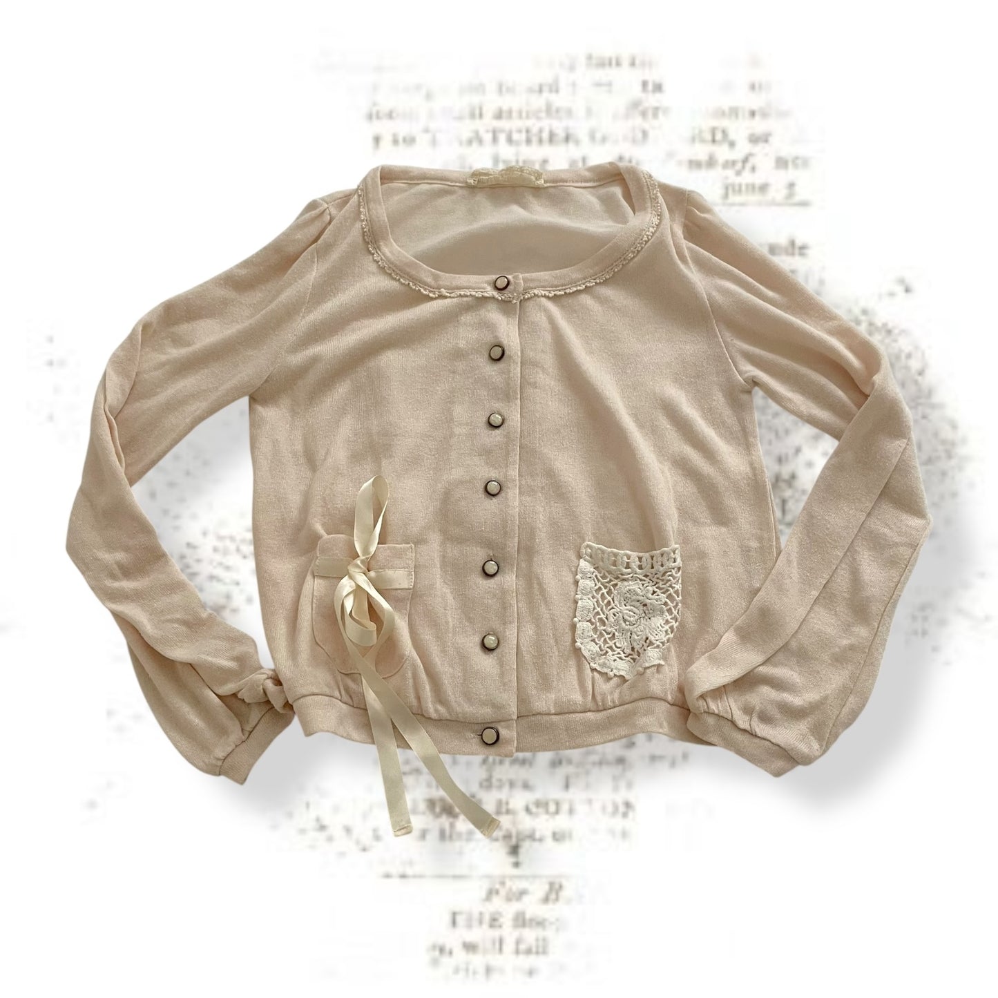 cottage ivory beige long sleeve dainty crochet embroidery lace cardigan