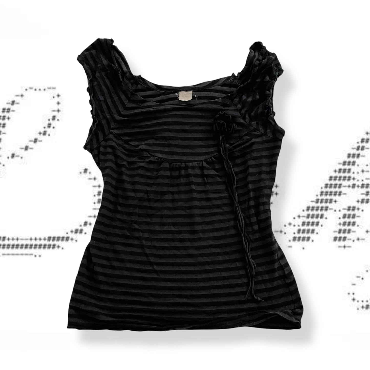 bonprix eurosummer navy black striped wide neck rosette top