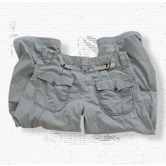 vintage marithe francois girbaud blue grey mid rise wide barrel trousers