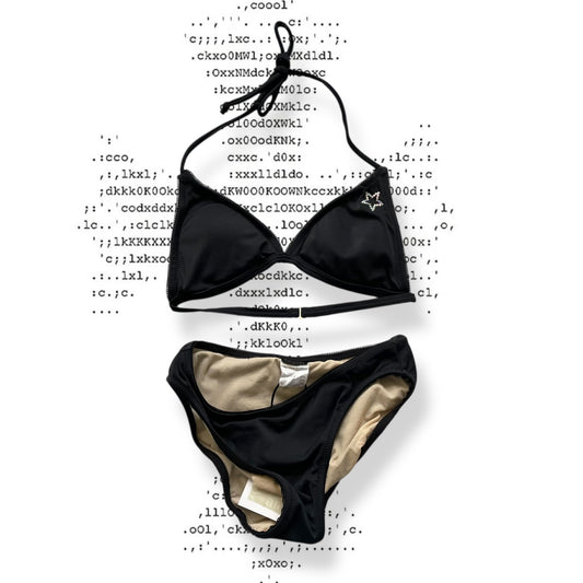 hysteric glamour hysterics black diamante silver muse star embroidery two piece bikini set
