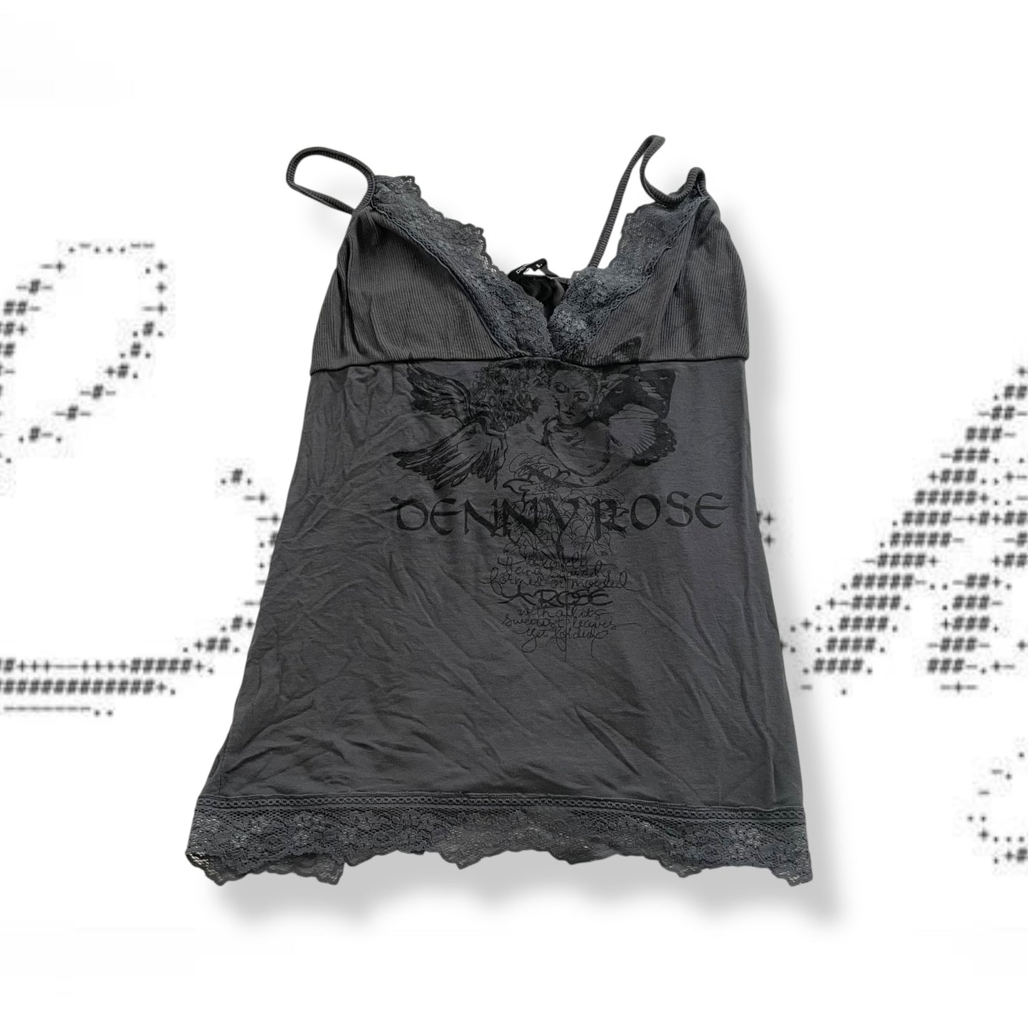 denny rose grunge sleaze cherub graphic print lacey trim camisole