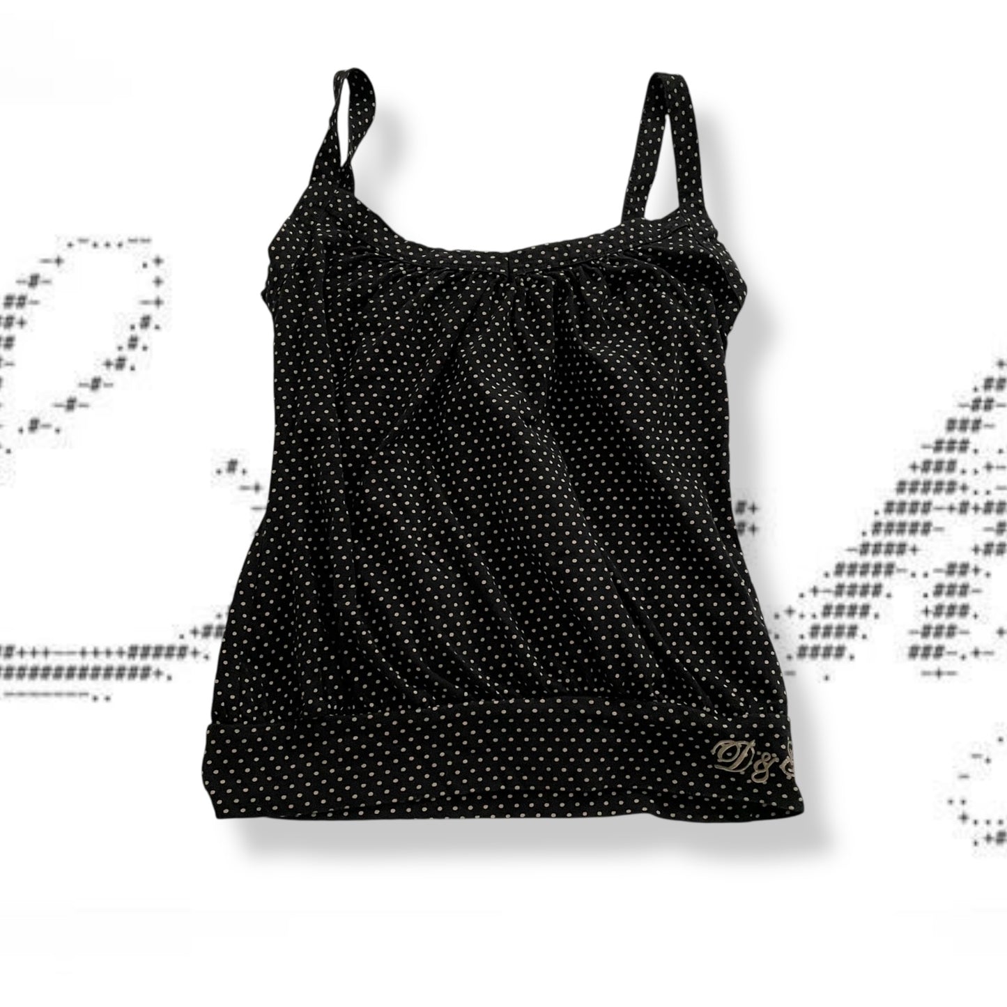 preppy dolce & gabanna black polka dot tunic puffy camisole top