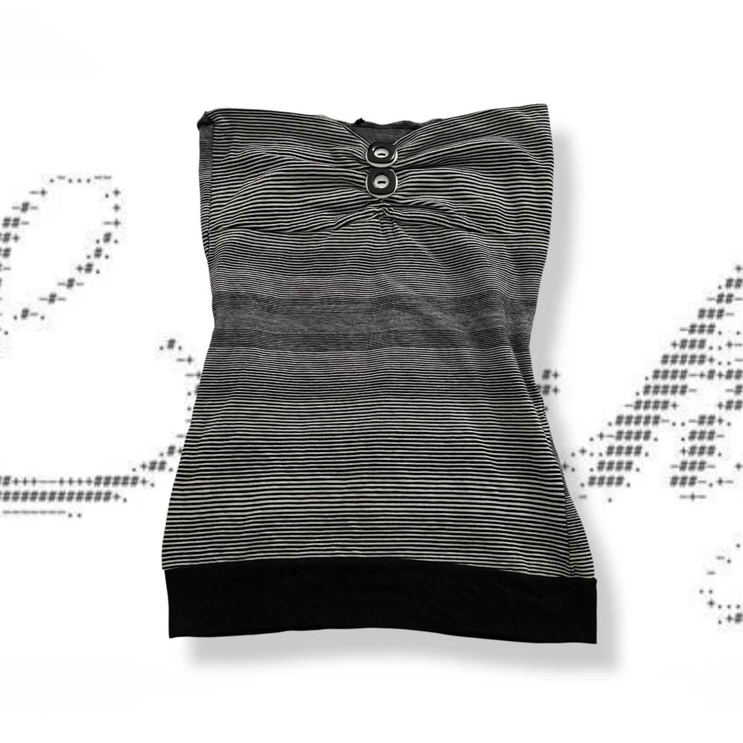 black grey preppy button naf naf ruched striped bandeau top