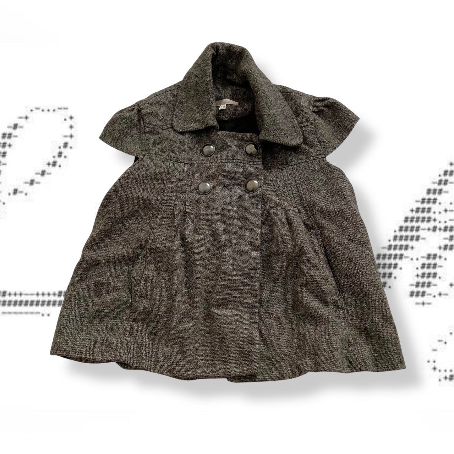 blanco grey brown corpcore preppy cap sleeve crop trench style jacket